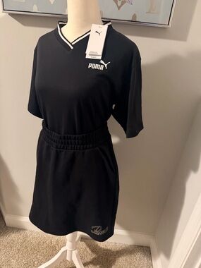Puma Black Skirt with White Logo and V-Neck Trim! Bundled!